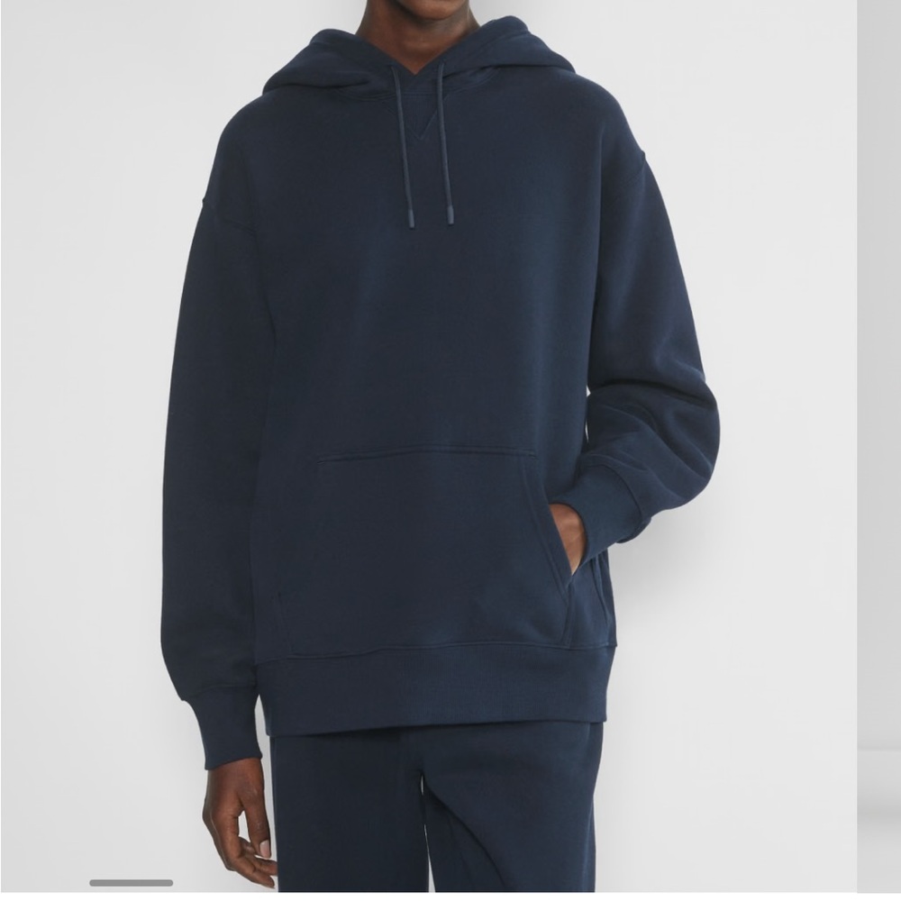 Aritzia TNA Navy Blue Cozy Fleece Boyfriend Hoodie